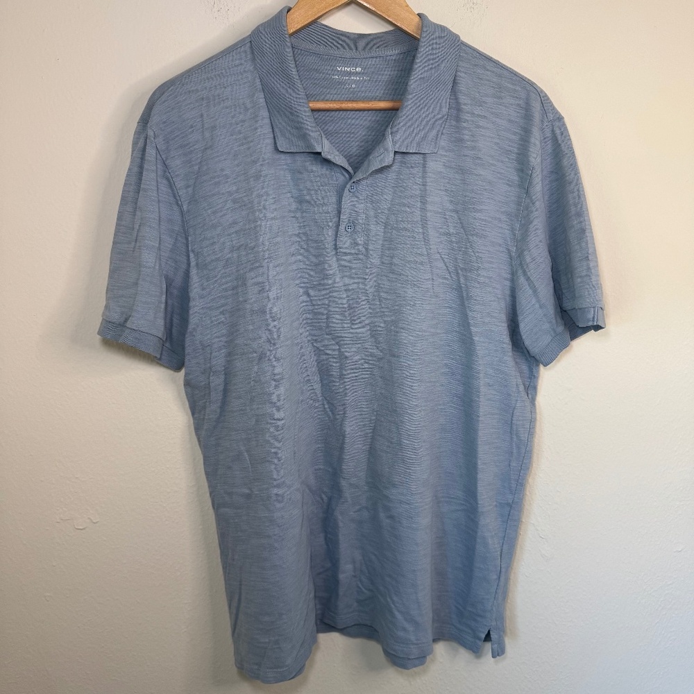 Vince Polo Shirt Men's LG Light Blue Cotton Classic Lightweight